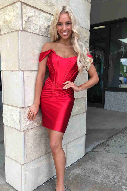 Ariana | Vestido de fiesta de satén con hombros descubiertos