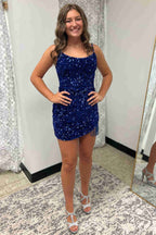 Sibyl | Vestido de fiesta ajustado con tirantes finos, lentejuelas y borlas