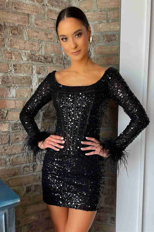 Minerva | Vestido de fiesta con lentejuelas y mangas largas
