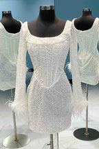 Sheath Sequins Homecoming Dress with Long Sleeves