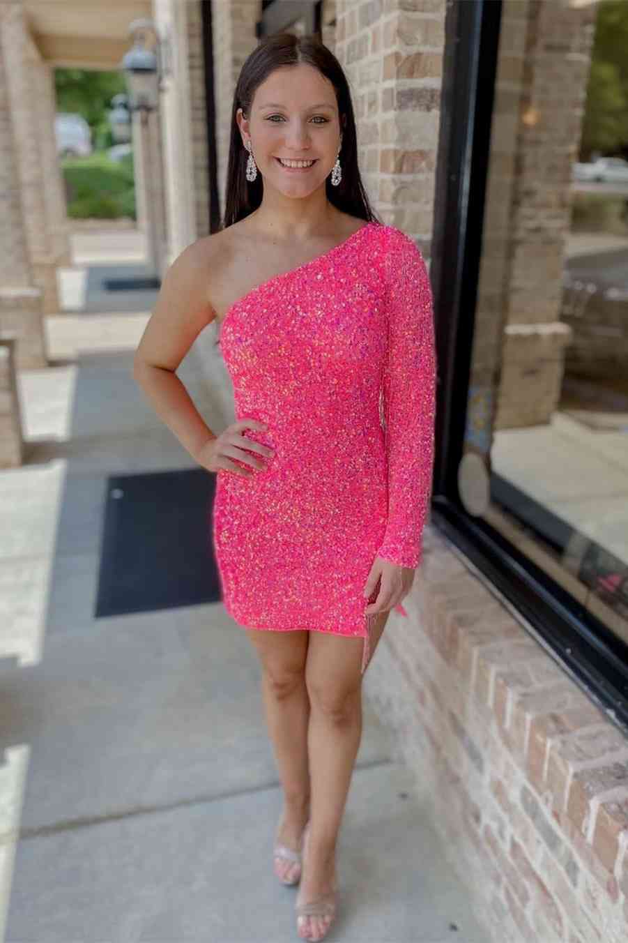 Winona | Vestido de fiesta de manga larga con flecos y lentejuelas