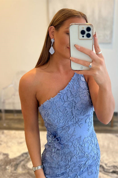 Kimberly | Langes Meerjungfrau-Ballkleid mit One-Shoulder-Träger und Schlitz