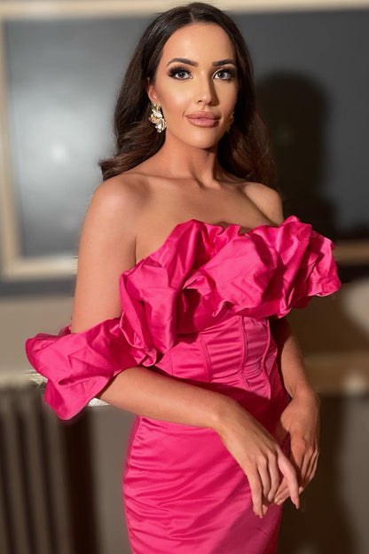 Jacinta | Vestido de fiesta con hombros descubiertos y volantes