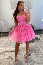 Petunia | Vestido de fiesta de tul con encaje y apliques en forma de A