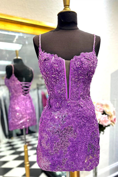 Orla | Vestido de fiesta con tirantes finos, lentejuelas y encaje