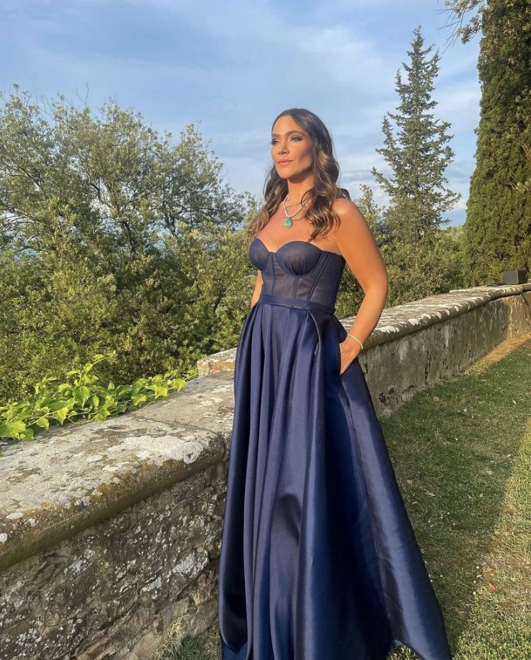 A-Linie Marineblau Satin Abendkleid Marineblau Abschlusskleid Y4835