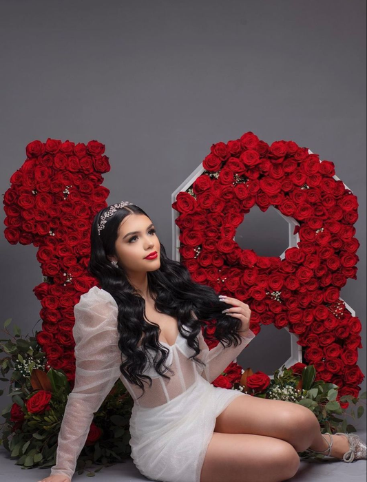 Vestido sexy blanco con purpurina para fiesta de 18 cumpleaños Y4166