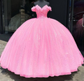 Glitzerndes schulterfreies Ballkleid Sweet 16 Kleid Y4488