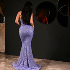 Fabelhaftes Meerjungfrau-Abendkleid im Sweetheart-Stil mit ärmellosen Strasssteinen und Pailletten