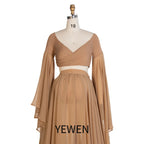 Herbst Umstandskleid für Bilder Rüschenärmel Umstandskleid mit langer Schleppe Boho-Kleid für Fotoshooting SY243111 