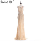 On Sale no return no refundSale Fashion Halter Gold Evening Party Dress Real Photos Nude  Tulle Diamond Party Occasion 2025 Formal Long Evening Dress LA6008