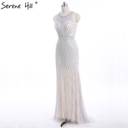 En oferta, sin devolución ni reembolso. Vestido de fiesta de noche dorado con cuello halter, fotos reales, tul nude, diamantes, para ocasiones especiales, 2025, vestido de noche largo formal LA6008.