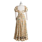 Zweiteiliges Umstandskleid mit Blumendruck und Puffärmeln, Boho-Fotoshooting-Kleid mit elastischer Taille, Fotografie-Requisiten SY240078 