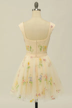 Blumenstickerei Herzausschnitt A-Linie Homecoming-Kleid Kurzes Partykleid PD472