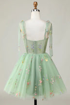 Floral Homecoming Kleider Stickerei A-Linie Kurzes Partykleid PD504