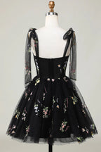 Floral Homecoming Kleider Stickerei A-Linie Kurzes Partykleid PD504