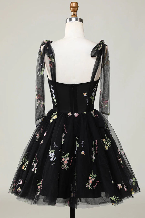 Floral Homecoming Kleider Stickerei A-Linie Kurzes Partykleid PD504