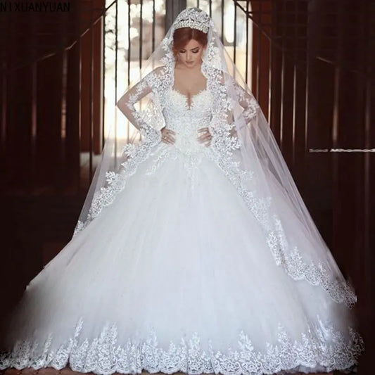 Formal Dresses Long Sleeve Wedding Dress Bridal Robe Ball Gown Special Occasion Dresses Bride Women Princess Trend Fairy-payinti