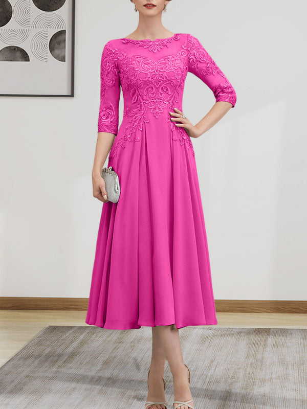 Vestido de gasa con encaje, corte A, ilusión, largo hasta la rodilla, para madre de la novia, con lentejuelas y abalorios