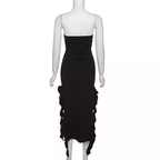 Elegante vestido de fiesta negro sin tirantes, vestido de noche negro Y1929