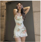 Vestido de verano floral con tirantes finos, minivestido ajustado para fiesta de bienvenida Y689