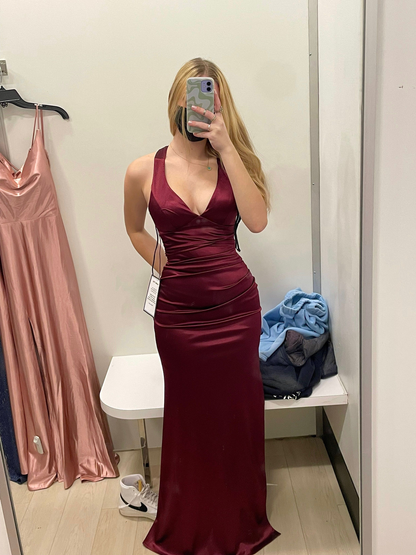 Abendkleid aus Satin mit Riemchenrücken, bezauberndes formelles Kleid Y2927