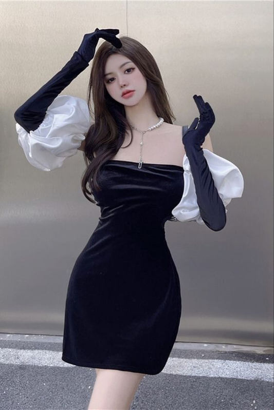 Sexy Schwarzes Trägerloses Homecoming-Kleid, Schwarzes Partykleid Y2381