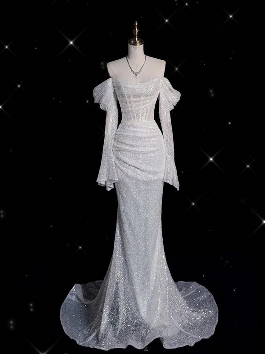Shiny Off The Shoulder Mermaid Evening Dress Glam Dress Y6889