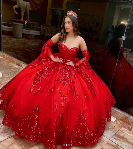 Vestido de quinceañera con escote corazón, estilo princesa, abullonado, color oro rosa, con apliques de cuentas, Y827