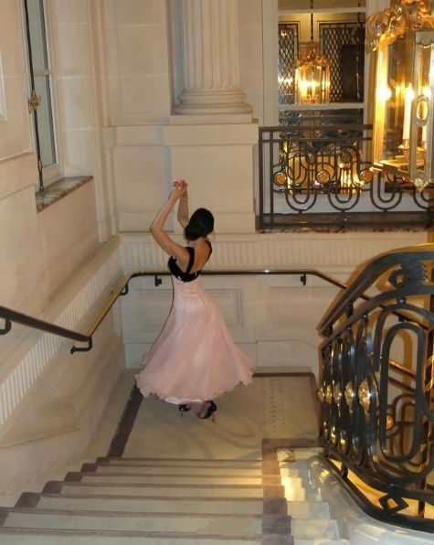Elegante vestido de fiesta con tirantes finos, rosa, corte A, vestido de noche largo Y7900