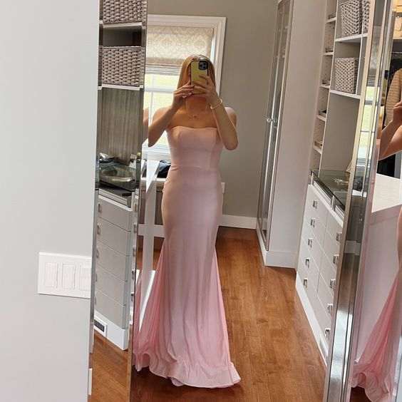 Vestido de fiesta elegante de sirena rosa Vestido de noche rosa Y5719