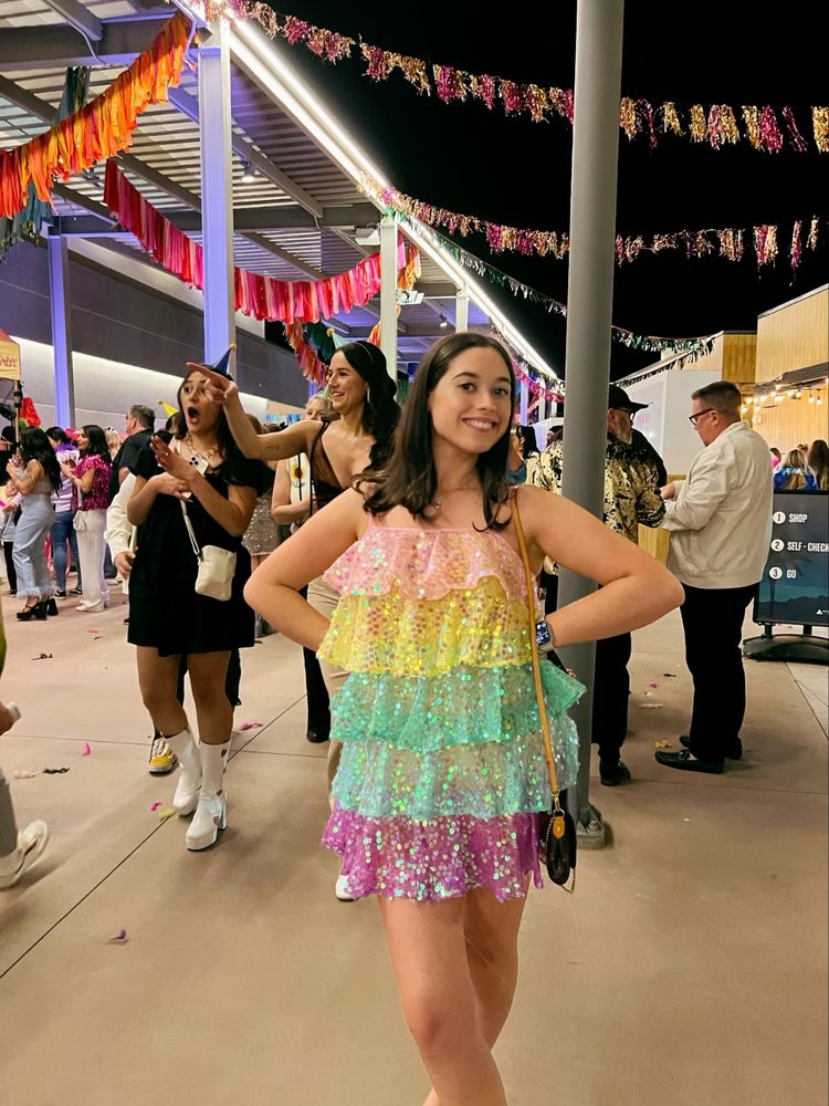 Vestido de fiesta para mujer, con lentejuelas brillantes y brillo, sin mangas, con capas de purpurina y volantes de arcoíris, vestido de noche para club Y2475