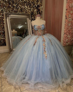 Ballkleid Quinceanera Kleid Schatz Applikationen Blumen Prinzessin Sweet 16 Kleid Y2613