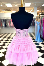 A-Linie Sweetheart Homecoming-Kleid mit Rüschen Y2828