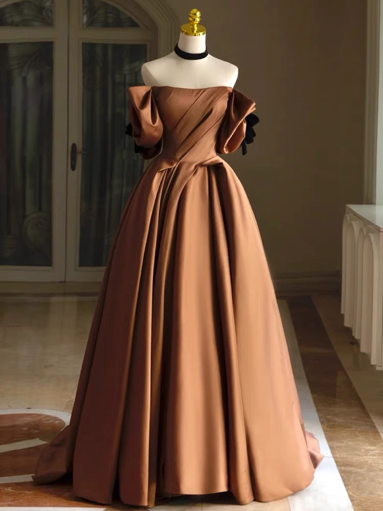 Satin Brautkleid, Off Shoulder Brautkleid, Vintage Brautkleid Y4963