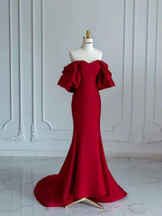 Vestido de fiesta de satén con corte sirena y encantador vestido de noche vintage Y4371