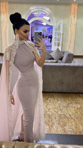 Saudi-Arabien Ballkleid mit Umhang Dubai Abendkleid Y6070