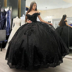 Vestidos de quinceañera con cuentas negras y purpurina de princesa, vestidos de fiesta de 15 y 16 años Y5745