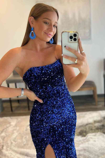 Glitzernde Ballkleider mit Schlitz SYP82