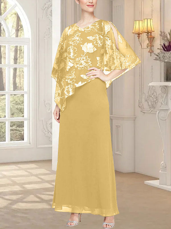 Vestido largo de malla brillante con corpiño asimétrico superpuesto novedoso