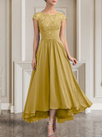 Vestido de gasa con encaje y lentejuelas para madre de la novia, corte A, largo hasta el suelo
