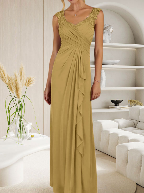 Champagnerfarbenes A-Linien-Kleid mit herzförmigem Ausschnitt und plissiertem Netzstoff