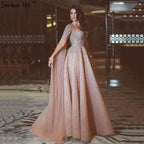Verkauf Gold Backless Sexy Luxus Abendkleider 2025 Dubai Kristall Ärmelloses A-linie Formale Kleid LA70290 