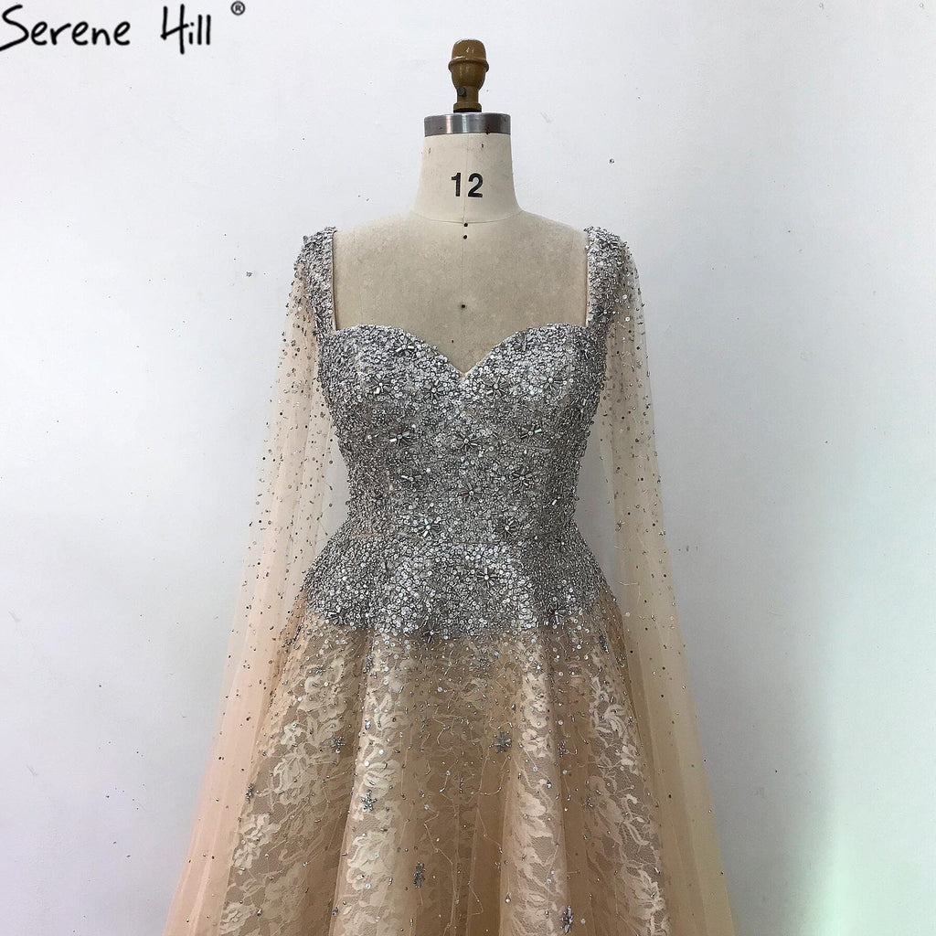 Verkauf Gold Backless Sexy Luxus Abendkleider 2025 Dubai Kristall Ärmelloses A-linie Formale Kleid LA70290 