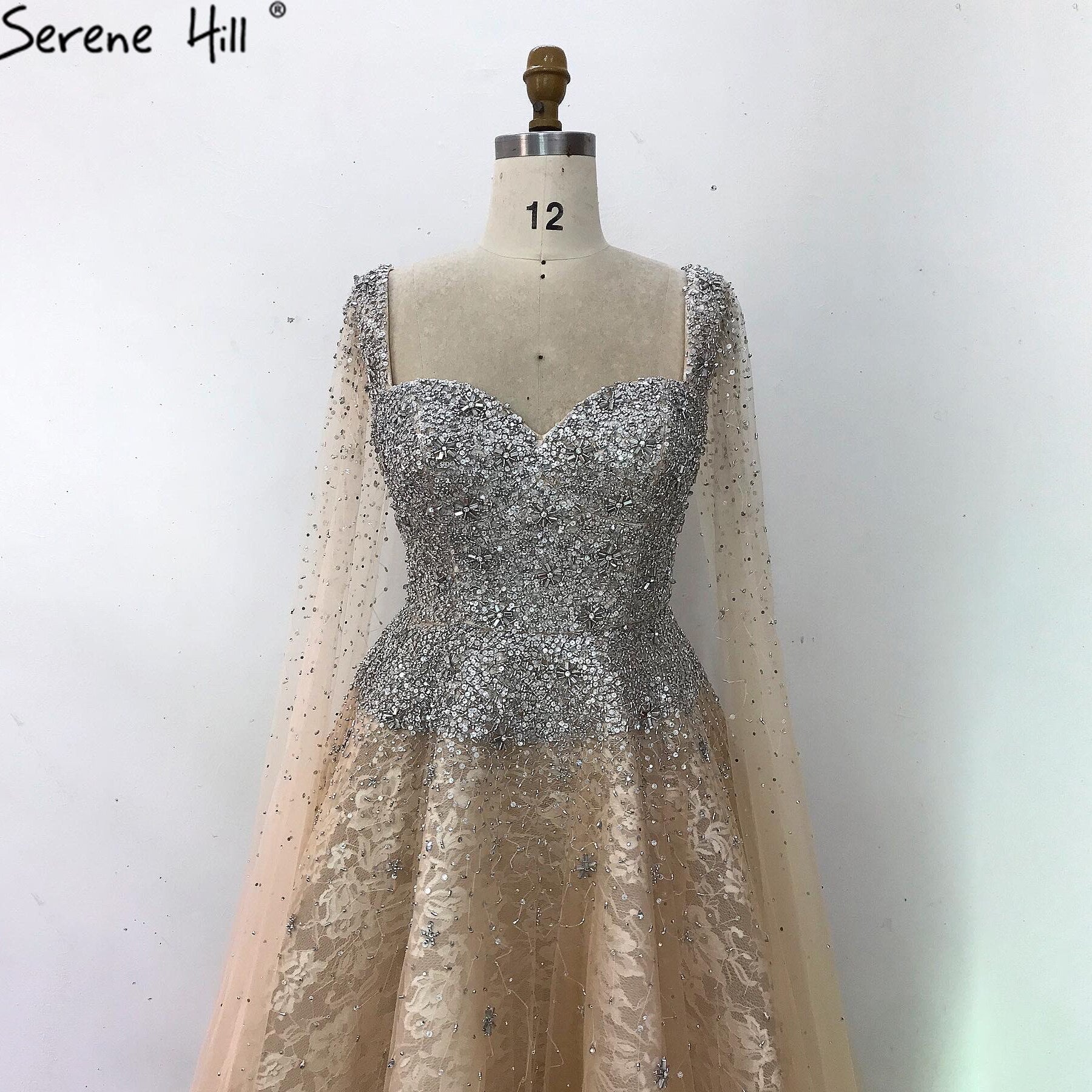 Verkauf Gold Backless Sexy Luxus Abendkleider 2025 Dubai Kristall Ärmelloses A-linie Formale Kleid LA70290 