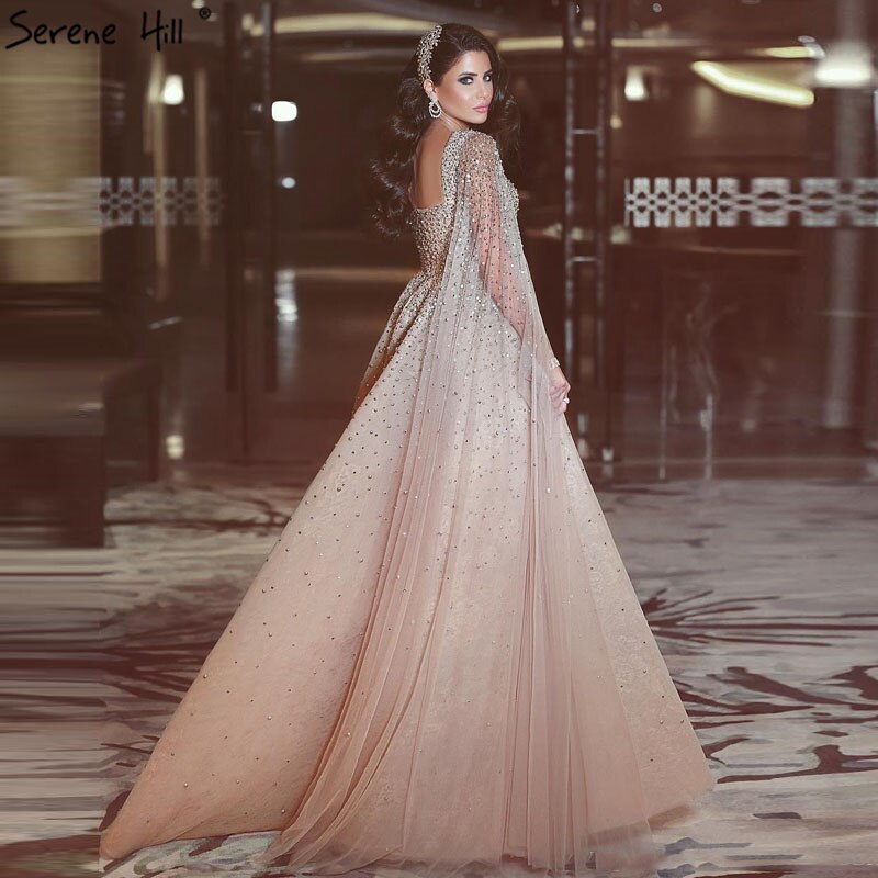 Verkauf Gold Backless Sexy Luxus Abendkleider 2025 Dubai Kristall Ärmelloses A-linie Formale Kleid LA70290 