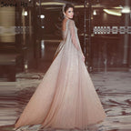 Verkauf Gold Backless Sexy Luxus Abendkleider 2025 Dubai Kristall Ärmelloses A-linie Formale Kleid LA70290 