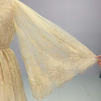 Goldfarbenes, florales Spitzenkleid für Schwangerschaft/Nicht-Schwangerschaft, Fotoshooting-Kleid, verstellbare Taille, SY231061 