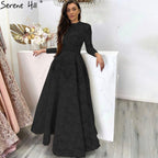 Gold High Neck Luxus Asymmetrische Abendkleider 2025 Flügelärmeln Spitze Perlen Abendkleider LA70227 