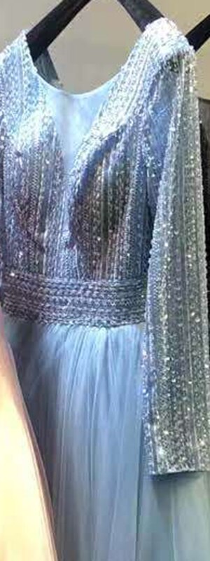 Gold O-Ausschnitt Pailletten Perlen A-Linie Abendkleider Design 2025 Lange Ärmel Schnürung Formales Kleid LA70237 